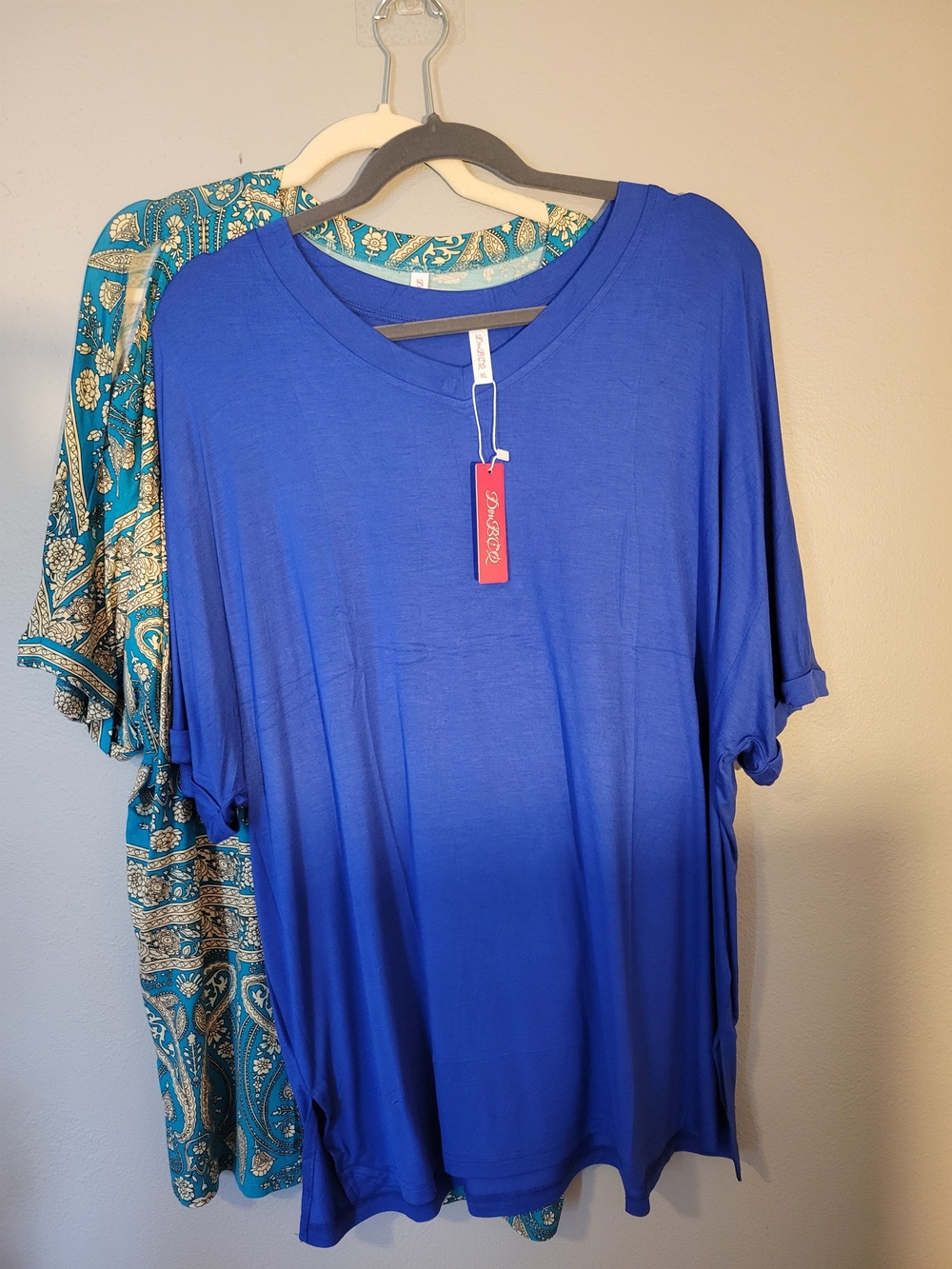 2 Tops -Oversized Long Tunic T-Shirts With Side Slits